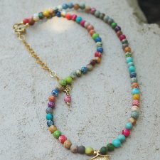 Jaspis Cesarski  - kolorowy | Korale | Ręcznie robiony naszyjnik w Pracowni DomilkowyDomek