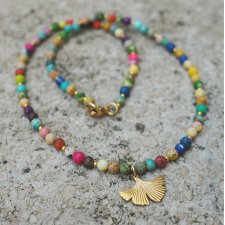 LIŚĆ MIŁORZĘBU  - kolorowy | Korale | Ręcznie robiony naszyjnik w Pracowni DomilkowyDomek