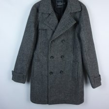 Topman elegancki płaszcz z wełną melanż / M