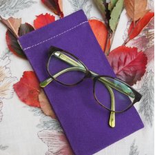 Fioletowe -  etui na okulary z zamszowej welurowej skóry – handmade DomilkowyDomek, etui na klips, miękkie i stylowe