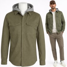 Koszula męska khaki z kapturem Denim & Casual overshirt M slim fit Hv251