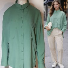 Luźna koszula damska z kołnierzykiem i kimonowymi rękawami w kolorze szałwiowym TU Woman M L Hu80