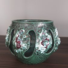 vintage 70s Iceland lava clay lampion świecznik ława wulkaniczna