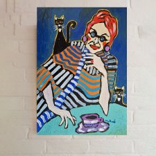 obraz do salonu olejny portret pasiaste myśli