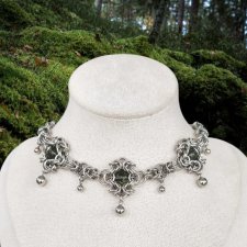 Choker baśniowy wróżkowy fairycore mech szkło – stal chirurgiczna