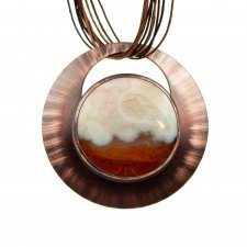 Miedziany naszyjnik z okrągłym agatem c533