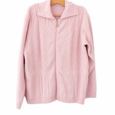 Pudrowy kardigan vintage sweter na suwak