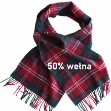 Szalik wełniany vintage szal węłna krata damski męski unisex