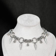 Choker z kolcami i koralikami chainmaille – stal chirurgiczna, masywny gothic punk, custom rozmiar