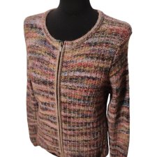 Alpaka sweter na suwak multicolor vintage S/M Walbusch natural wool knit