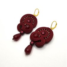 Bordowe kolczyki sutasz z jadeitami