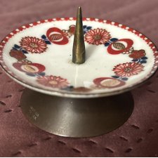 Austria sygnowany świecznik malowana emalia mosiądz