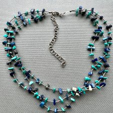 Vintage Navajo - Santo Domingo Native American Lapis Lazuli Turquoise Multi Strand Necklace ❤❤