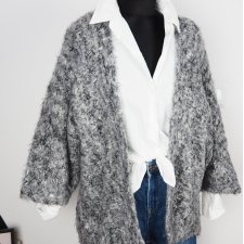 Włoski szary ciepły mięsisty ciepły kardigan sweter