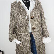 Szary ciepły sweter na guziki gruby splot - rozm M