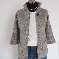 Sweter z wełną alpaca sweter kardigan ciepły Alpaca szary S