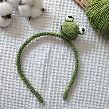 szydełkowa opaska do włosów żaba, żabka