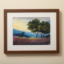 Pejzaż z drzewami -praca  wykonana pastelami suchymi