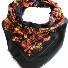 Grubsza chusta vintage liście