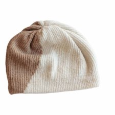 dwuwarstwowa czapka vintage ciepła beżowa