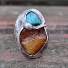 Surowy z niebieskim - pierścionek regulowany