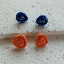 "Luna II" - kolczyki sztyfty z gliny polimerowej - zestaw 2 pary