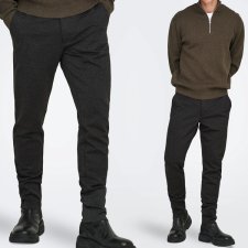 Męskie spodnie materiałowe elastyczne ONLY & SONS – Onsmark Pant ciemno szare W34 / W36 Hu46