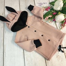 Bluza rozpinana z uszami, brudny róż r.80 i 86