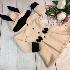 Płaszczyk z uszami beżowo- różowy r.86