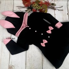 Płaszczyk z uszami czarny r.92