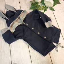 Bluza rozpinana z uszami, granat r.86 i 98