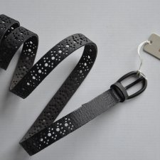 pasek NILE 100 skóra naturalna czarny ażur