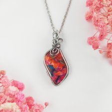 Naszyjnik Spiny Oyster stal chirurgiczna wisiorek handmade wirewrapping