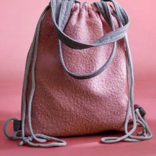 Różowo-szara plecakotorba 2w1 baranek