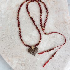 CHOKER REGULOWANY Z CHALCEDONEM  SERCE, UNIKATOWY EGZEMPLARZ, SERDUSZKO DREWNIANE | DomilkowyDomek
