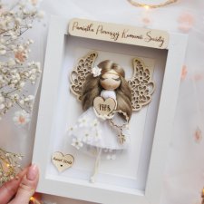 Pamiątka I Komunii Św. - anioł w ramce dla dziewczynki #1