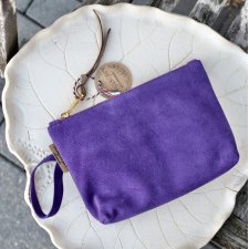 FIOLETOWA KOSMETYCZKA SASZETKA SKÓRZANA ZAMSZOWA KLARA | STYL VINTAGE | DOMILKOWYDOMEK