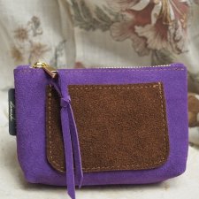 FIOLETOWA  MINI KOSMETYCZKA SASZETKA SKÓRA ZAMSZOWA | STYL VINTAGE | DOMILKOWY DOMEK