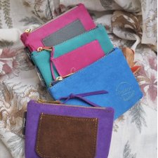 KOBALTOWA MINI KOSMETYCZKA SASZETKA SKÓRA ZAMSZOWA | STYL VINTAGE | DOMILKOWY DOMEK