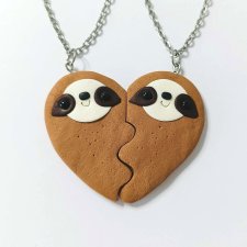 Naszyjniki Dwie Połówki Serca Przytulone Leniwce
