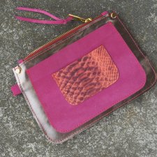 SKÓRZANY POCKET CARDHOLDER / SASZETKA / KOSMETYCZKA BELLA • DOMILKOWYDOMEK