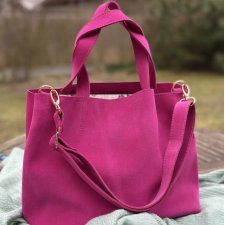 Skórzana ZAMSZOWA TOREBKA MINI SHOPPER BAG - PERSONALIZOWANA - DOMILKOWYDOMEK