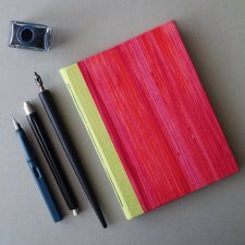 Notes z lnianym grzbietem - malinowy różowy - w 100% ręcznie wykonany - szkicownik notatnik