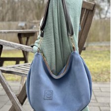 Skórzana torebka - Hobo w  kształcie Rogala, BLUE SKY - DOMILKOWYDOMEK