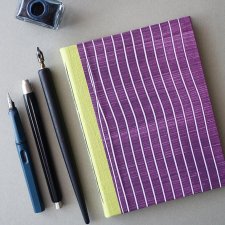 Notes z lnianym grzbietem - fioletowy śliwkowy - w 100% ręcznie wykonany - szkicownik notatnik