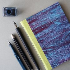 Notes z lnianym grzbietem - fioletowy turkusowy - w 100% ręcznie wykonany - szkicownik notatnik