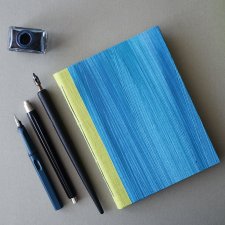 Notes z lnianym grzbietem - niebieski morski - w 100% ręcznie wykonany - szkicownik notatnik