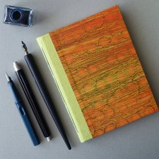 Notes z lnianym grzbietem - pomarańczowy - w 100% ręcznie wykonany - szkicownik notatnik
