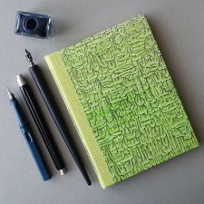 Notes z lnianym grzbietem - zielony limonkowy - w 100% ręcznie wykonany - szkicownik notatnik