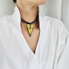 Naszyjnik szklany Serce z okiem WISIOREK WITRAŻ Ręcznie zrobiony